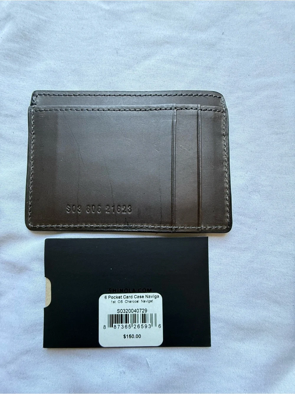 Shinola Detroit Charcoal Navigator Leather 6 Pocket Card Case